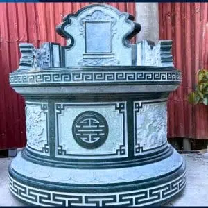 mộ đá tròn xanh rêu liền khối đẹp chuẩn phong thủy