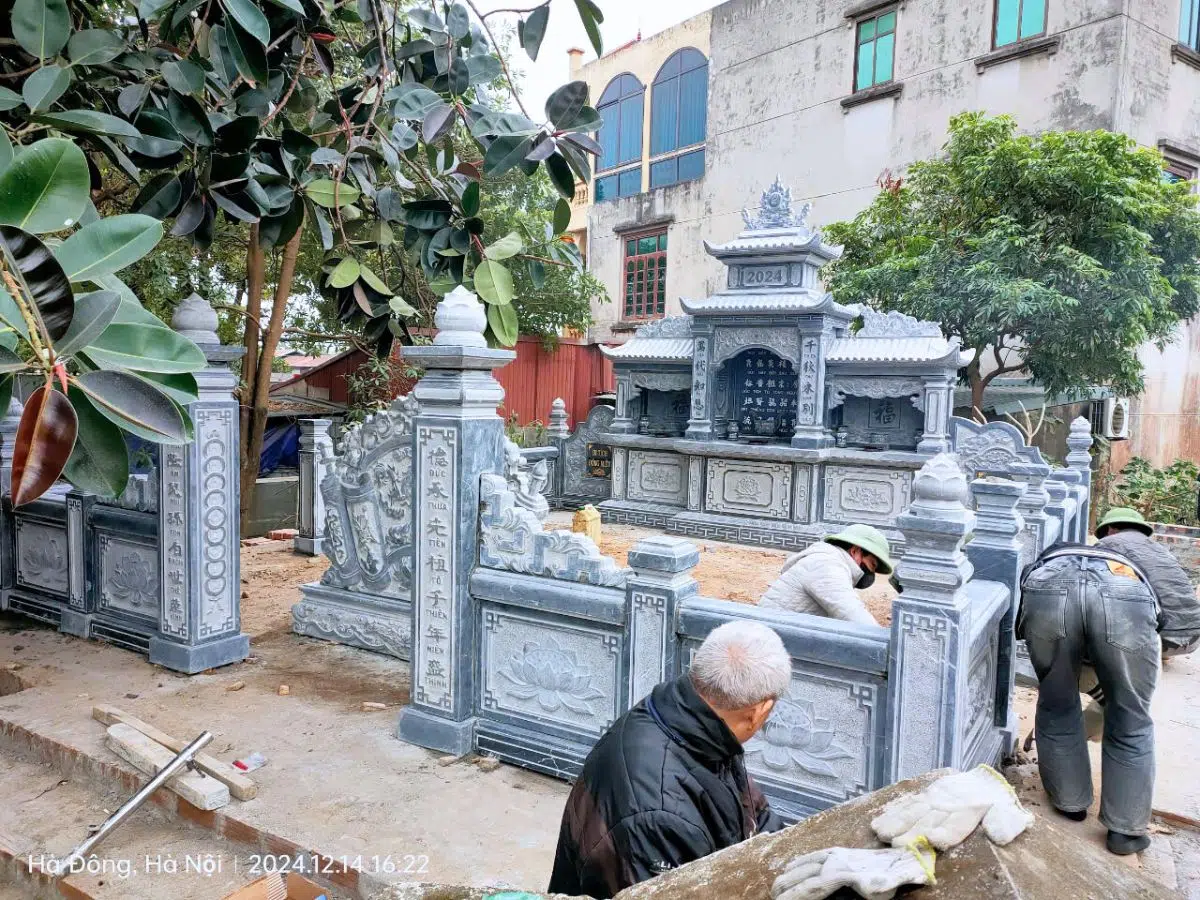 khu lăng mộ đá xanh đen thi công tại Hà Đông thiết kế chuẩn phong thủy